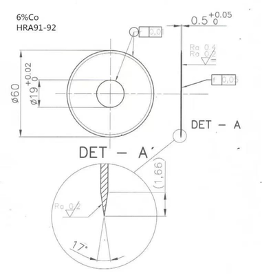 Ø60mm Tungsten Carbide Circular Slitting Blade 0.5mm Ultra-Thin with 17° V-Edge for Precision Film and Foil Cutting